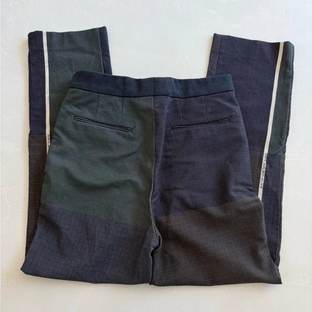 Ports 1961 Farfetch Made In Italy Wool High Rise Patchwork Straight Leg Pants 4